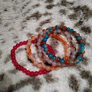 Handmade four piece cute colorful multicolored bracelet set